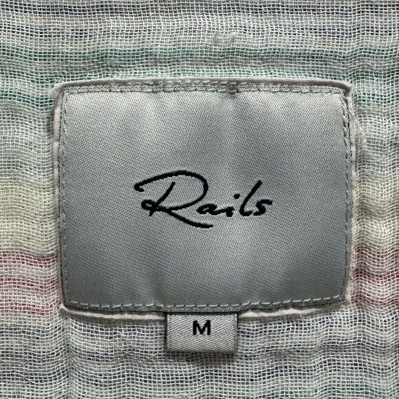 Rails Ellis Iris Gauze Long Sleeve Blouse Stripes Summer Medium - Picture 11 of 12